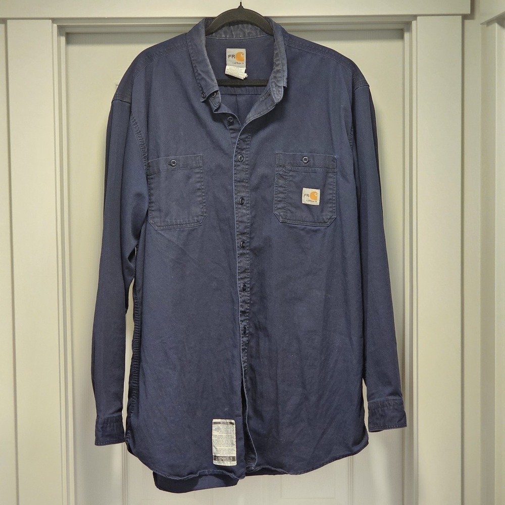 Carhartt FR Shirt Mens XLT Extra Large Tall Navy FRS159 DNY Flame Resistant Work